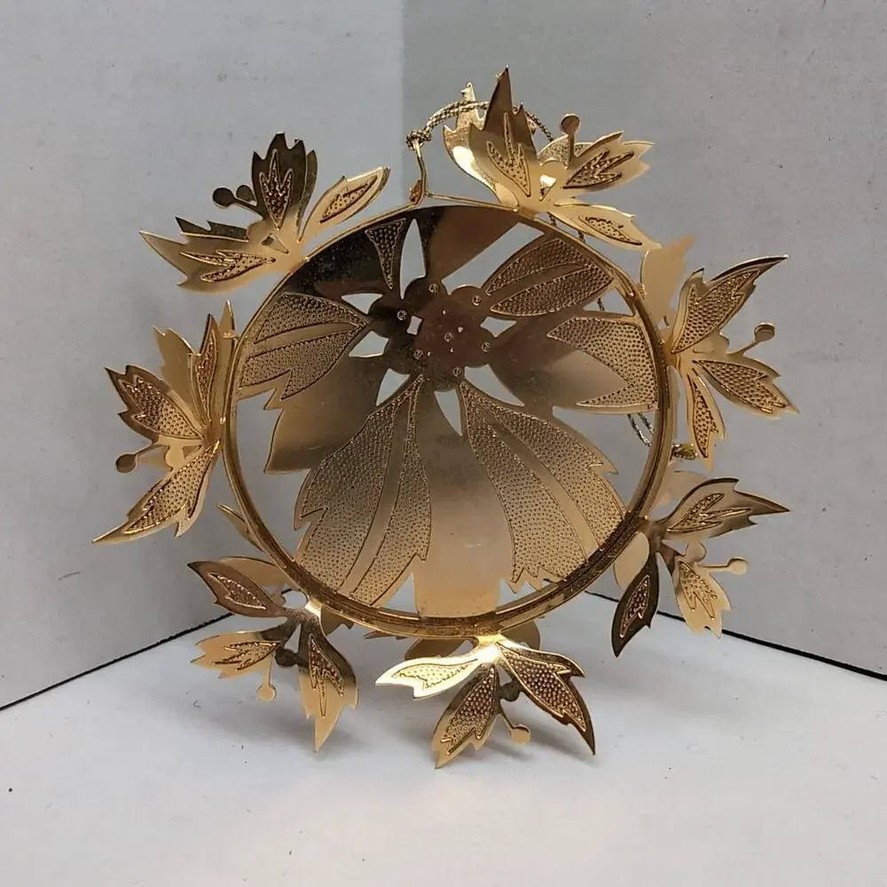 Tamerlane Gold Finish Christmas Ornament Poinsettia‎ 18028 1983